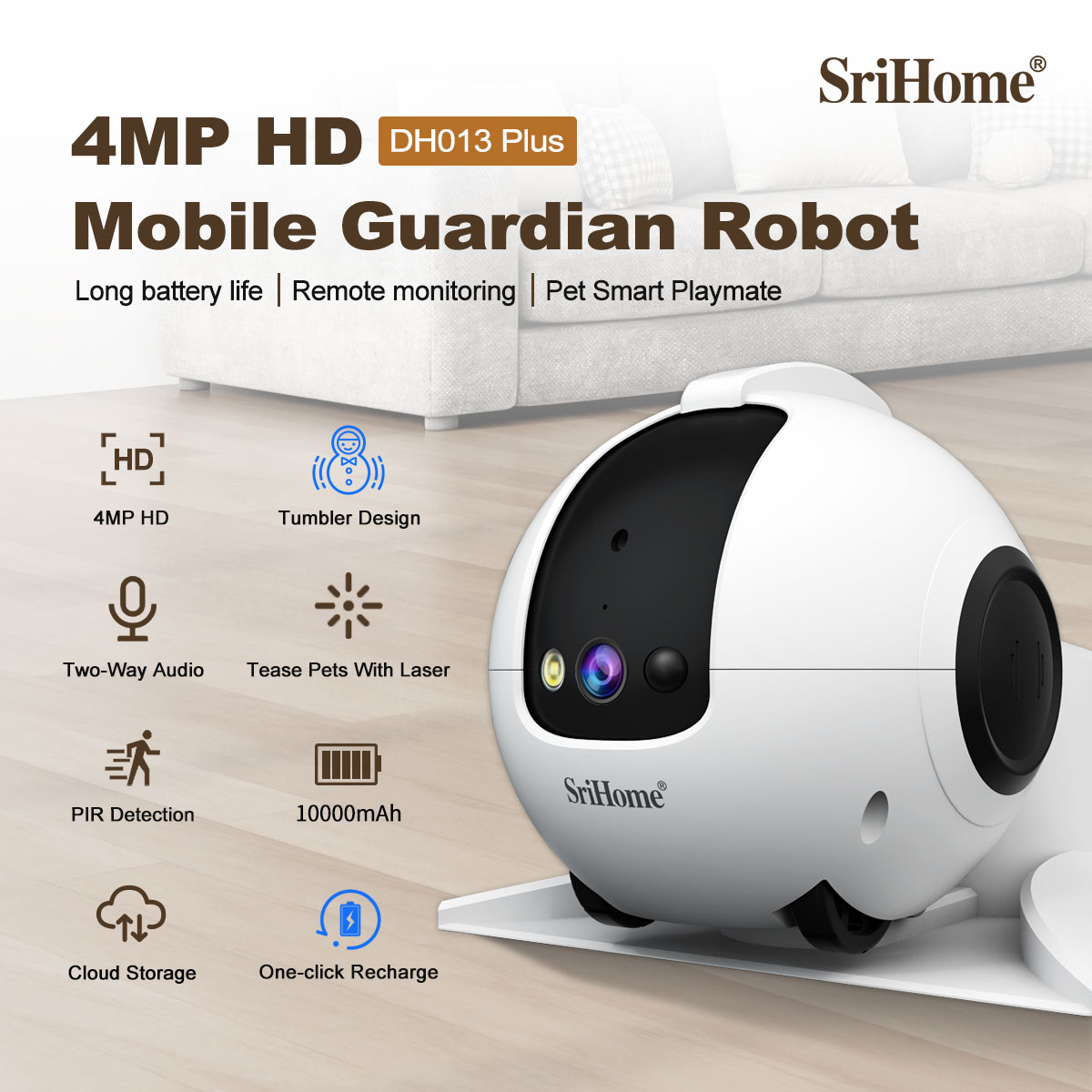 กล้องวงจรปิดไร้สาย 4MP Srihome - Home Security Robots บทวิจารณ์และราคา